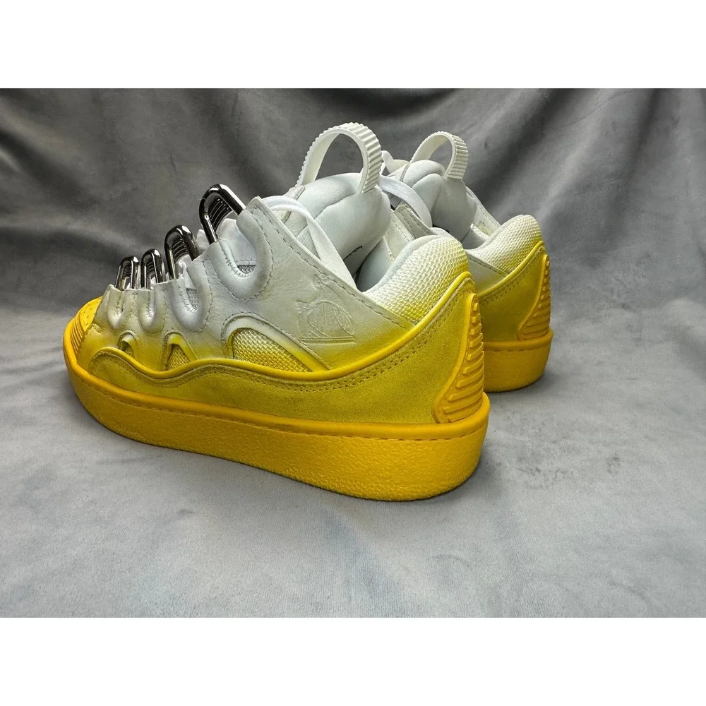 Lanvin Curb Sneakers 35 White Yellow Ombre Leather Skate Shoes Women‎